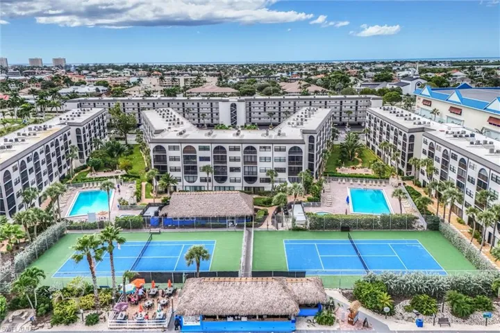 Drone / aerial view of a pool area