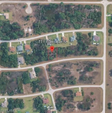 Aerial map of property and surrounding area with property parcel outlined