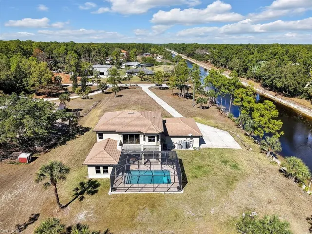 Aerial view of back of property looking north.