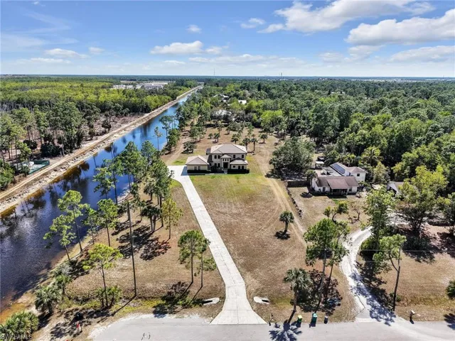 Bird's eye view of the 4.7-acre property and canal looking south.