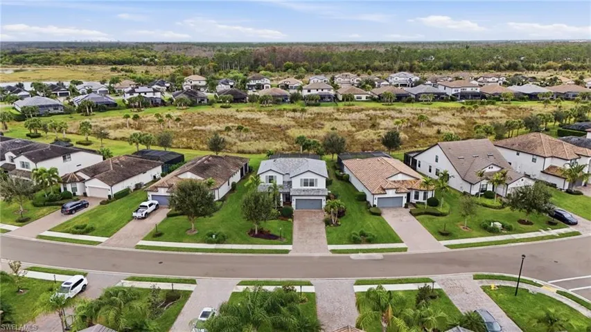 Aerial perspective of suburban area