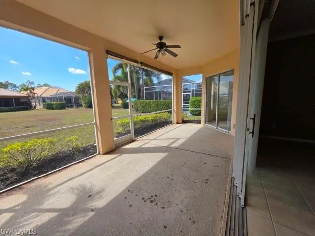 Screened in lanai with access from living room and primary bedroom