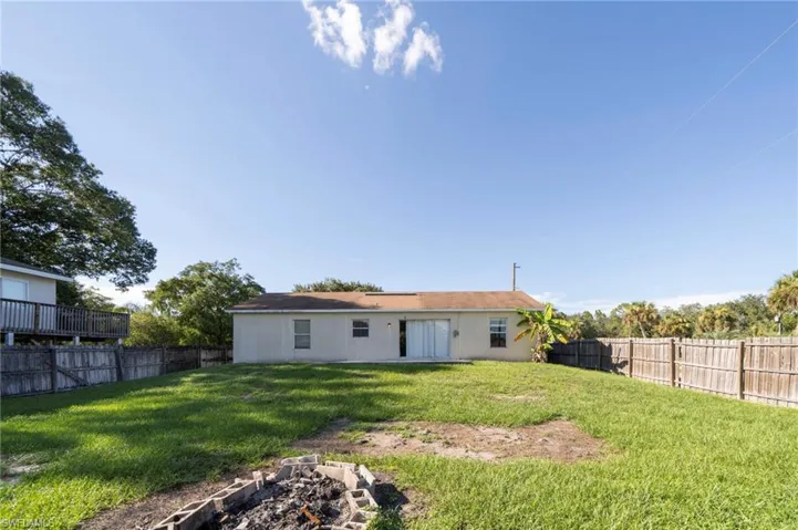Back of house with a fenced backyard