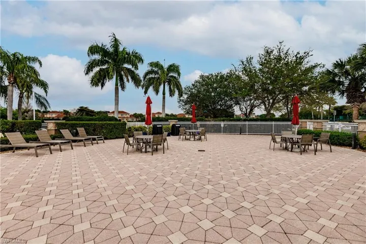 View of patio at clubhouse pool