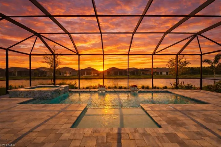 Virtually Enhanced Sunset View of Pool