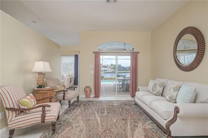 View of tiled living room