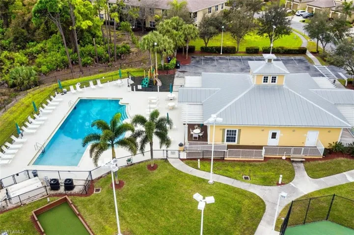 Aerial view of a pool area