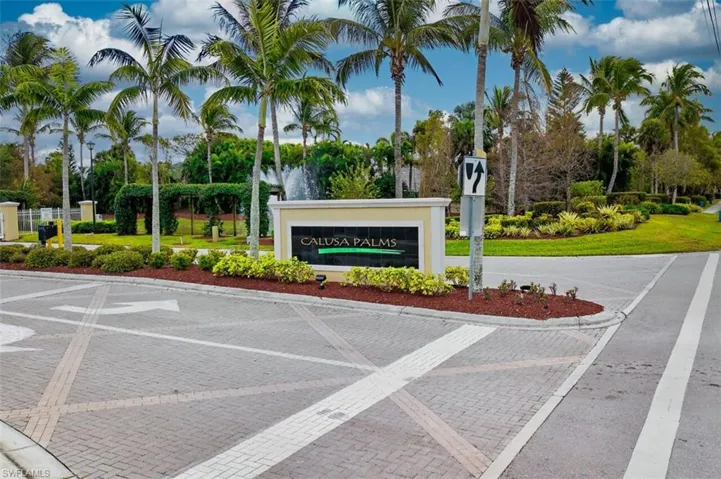 Community sign with a lawn