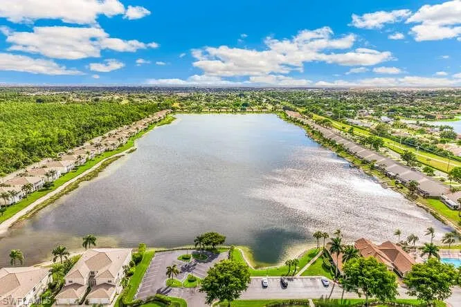 Drone / aerial view of the large scenic lake that the property overlooks.
