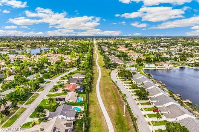 Aerial overview of property that abuts the Rich King Memorial Greenway for walking, jogging, and biking.
