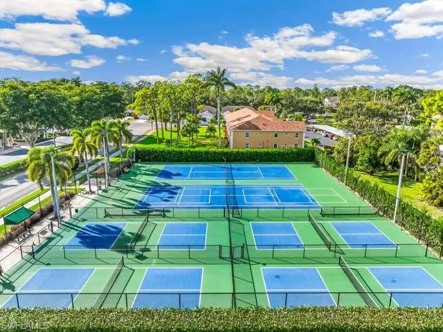 View of community pickleball and tennis courts.