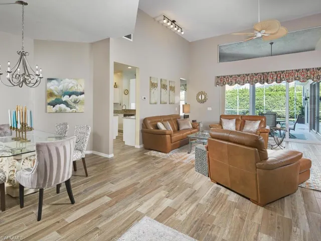 Stylish living room with modern décor and beautiful flooring.