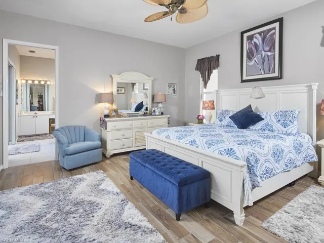 Comfortable guest bedroom with serene décor.