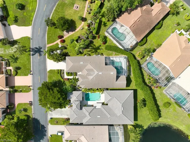 Overhead view highlighting the spacious lot.