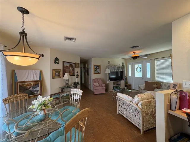 View of tiled dining room