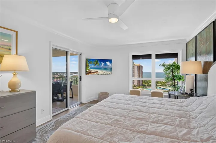 Primary suite with gulf view and balcony entrance