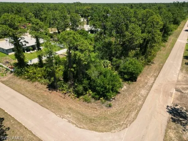 Birds eye view of property with a view of trees