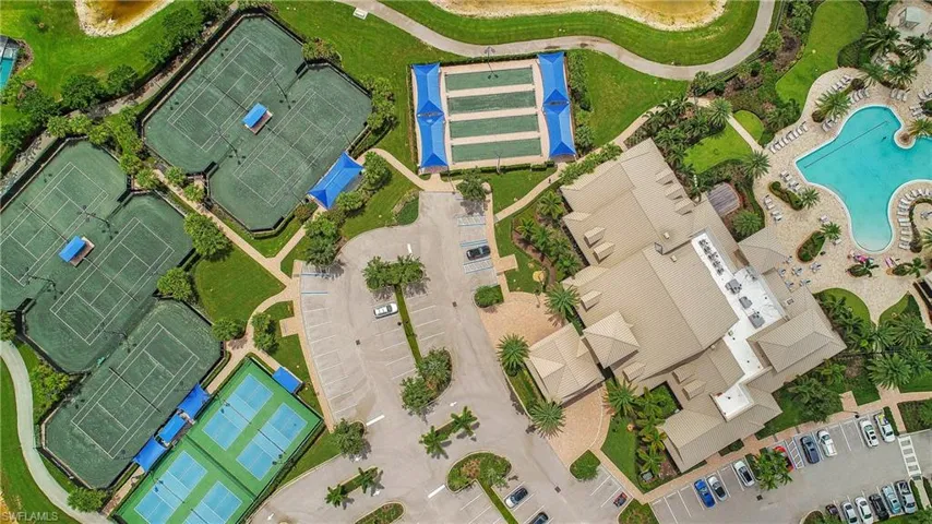 Amenity overview - tennis, pickleball, fitness, pool, spa, bocce andd restaurant