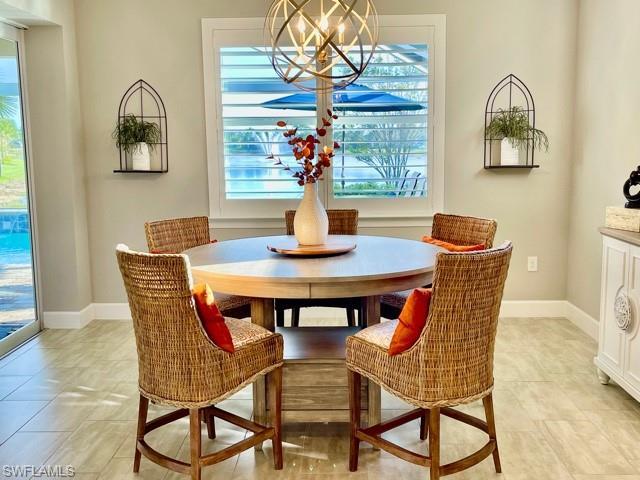 Dining area with view of lanai