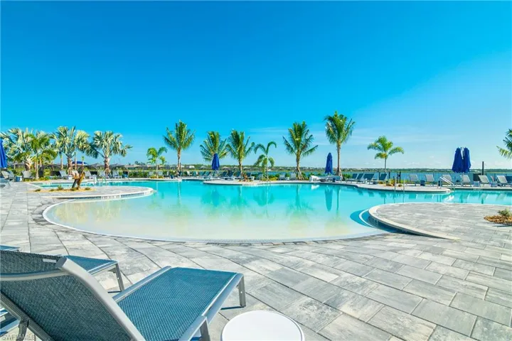 Community pool featuring a patio