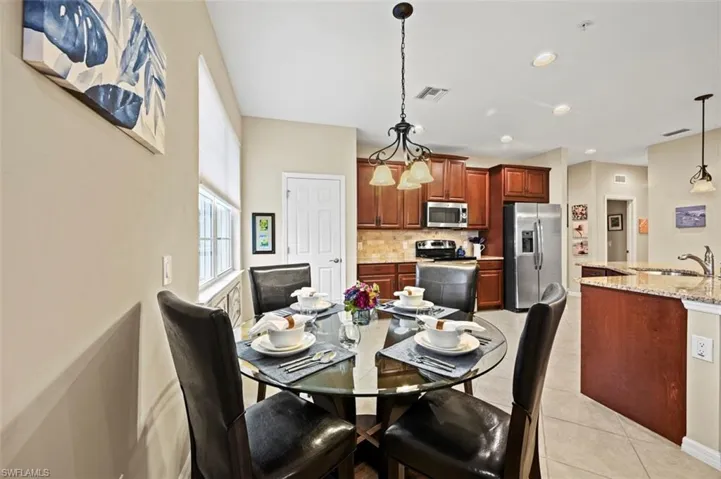 View of the dining area