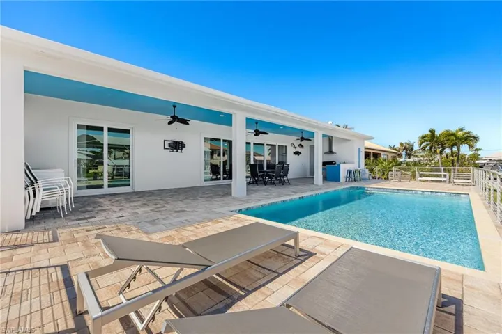 Swimming pool featuring a patio area and outdoor dining space