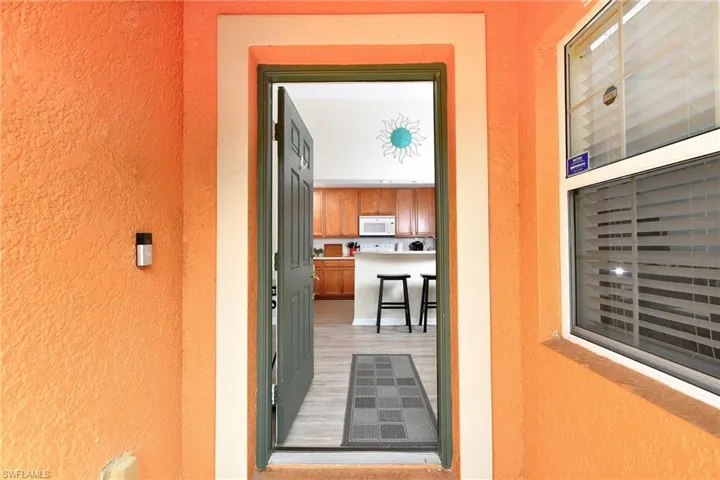 Front door entry with coded key pad