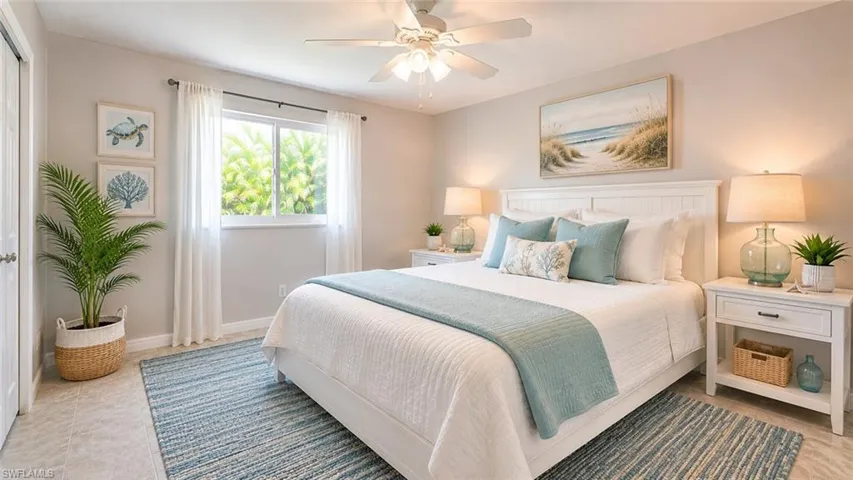 Virtually staged guest bedroom 1