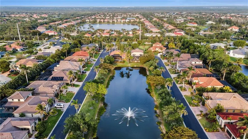 Birds eye view of property with a residential view and a water view
