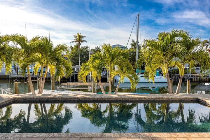 View of home's pool featuring a dock, a water view, and boat lift