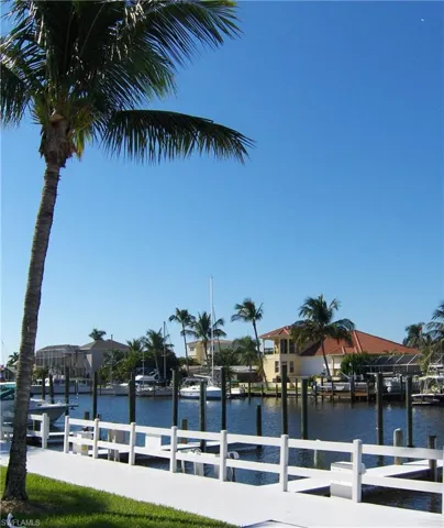 Dock featuring canal view