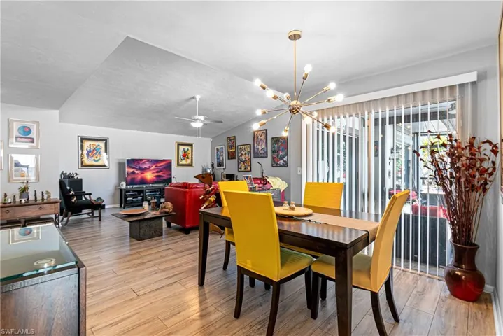 Dining room with a chandelier