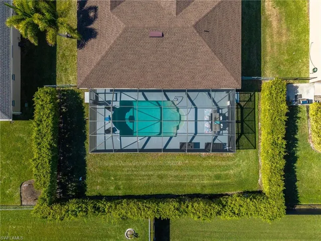 Aerial view of a pool