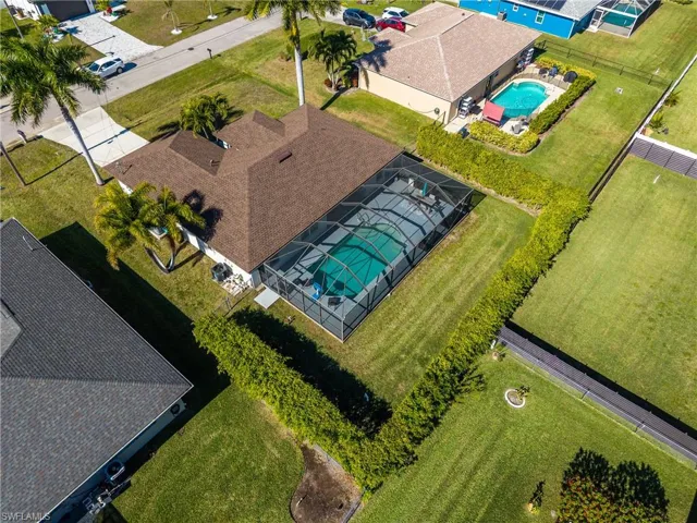 Drone / aerial view of a pool area