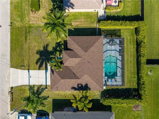 Aerial view of a pool area