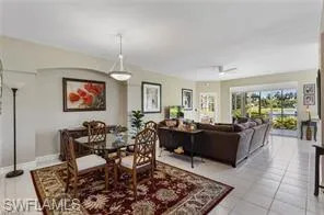 Dining room featuring light tile patterned flooring