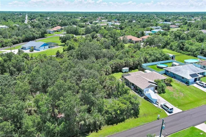 Aerial perspective of suburban area