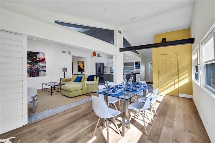 Dining area looking to living area