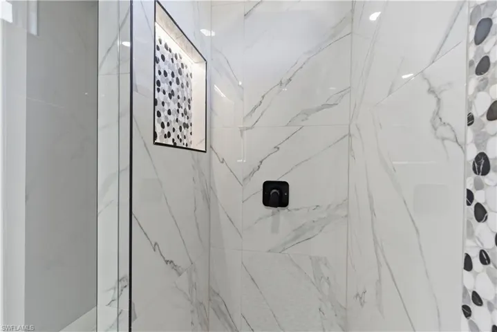 shower with lighted niche