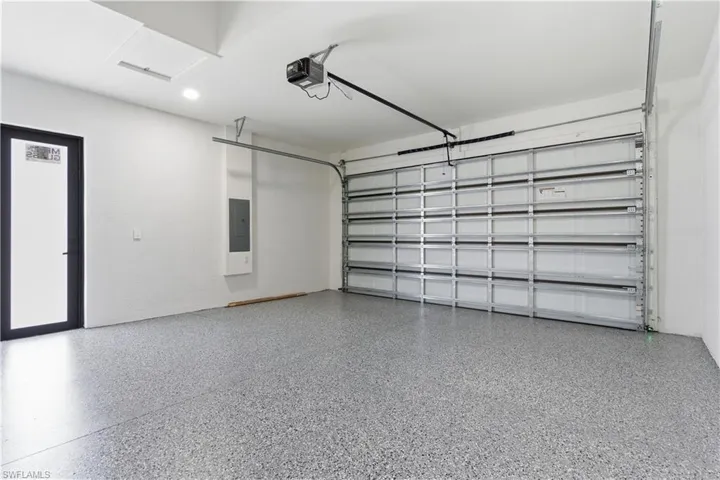 Garage with epoxy flooring