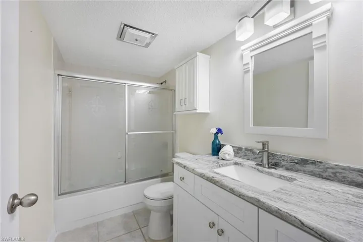 Second Full Guest Bath With Tub and Shower Combo, Granite, Raised Cabinetry, Extra Storage