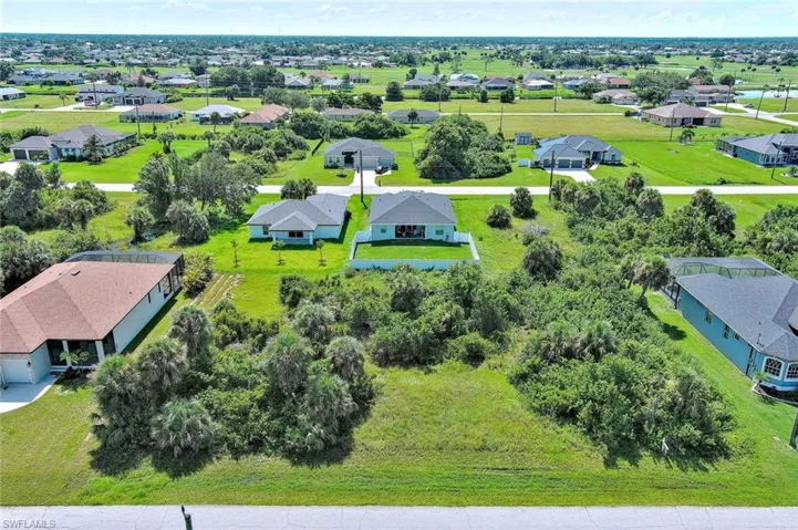Aerial perspective of suburban area