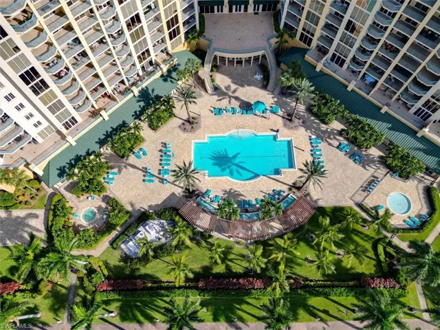 Bird's eye view of a pool area