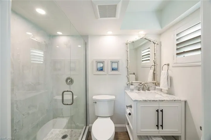 Beautifully finished bath off second bedroom.