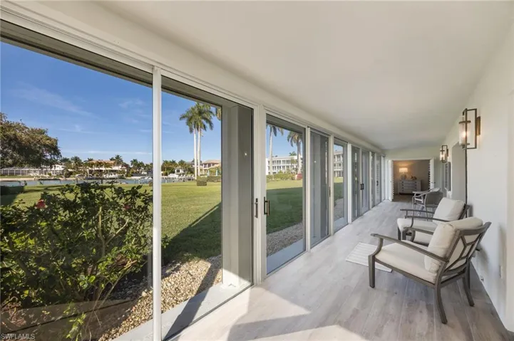 Huge sun room runs along the length of the unit