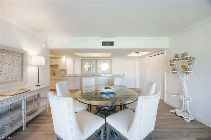 Spacious dining with counter serving area