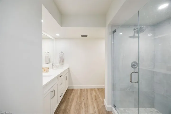 Master bathroom with large shower area