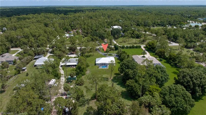 Expansive lot featuring mature trees, a driveway, and a private swimming pool