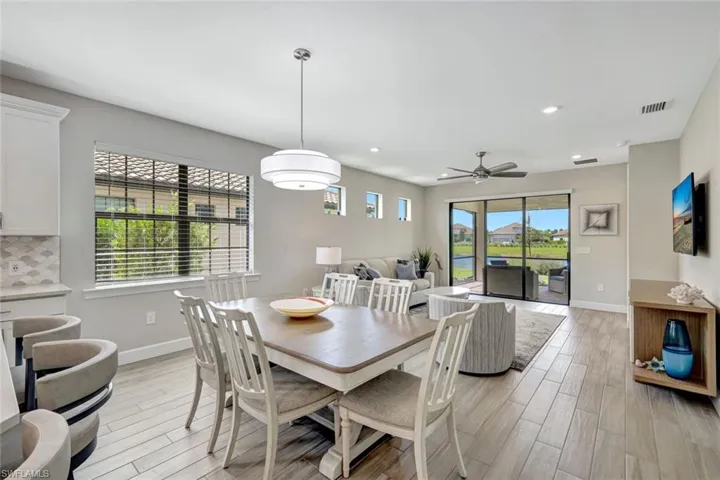 Dining area with plenty of room for the table size of your choice