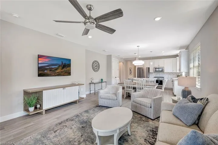The open concept layout is ideal for entertaining